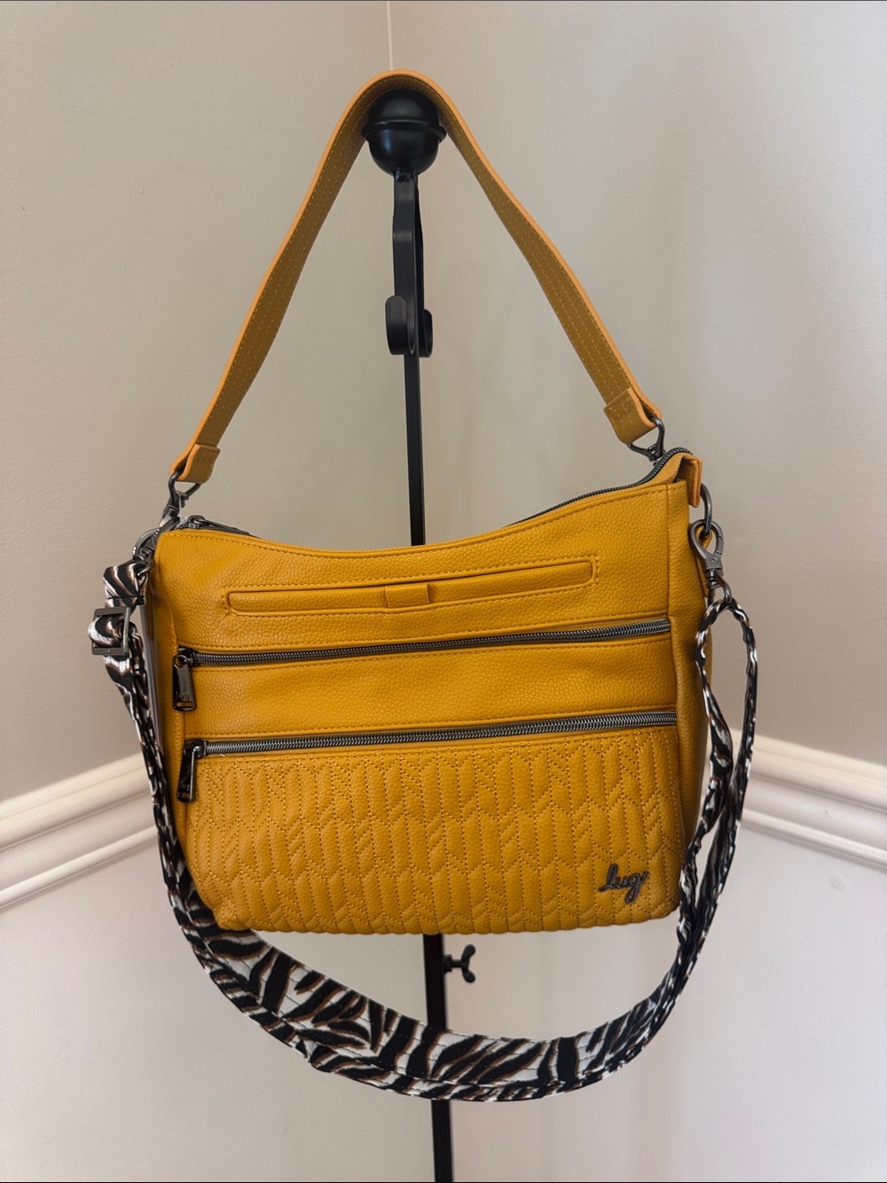 lug vegan leather Slider shoulder:crossbody bag Amber Yellow